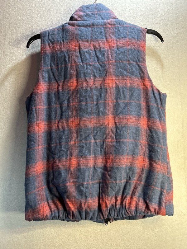 Dylan Women's Blue/Red Plaid Sherpa Lined Snap Front Vest w/ Pockets S gallery