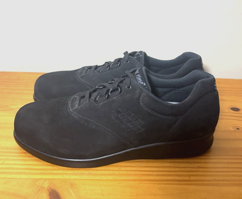 SAS FreeTime Black Nubuck Leather Walking Comfort Shoes Womans sz 12 W Wide $199