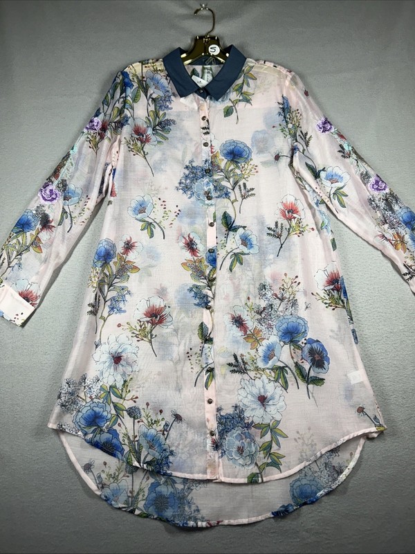 Aratta Silent Journey Women’s S Button Up Floral Long Shirt Pajama Hand Wash