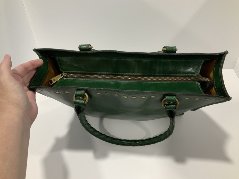 Patricia Nash Green Leather Studded Tote Shoulder Bag gallery