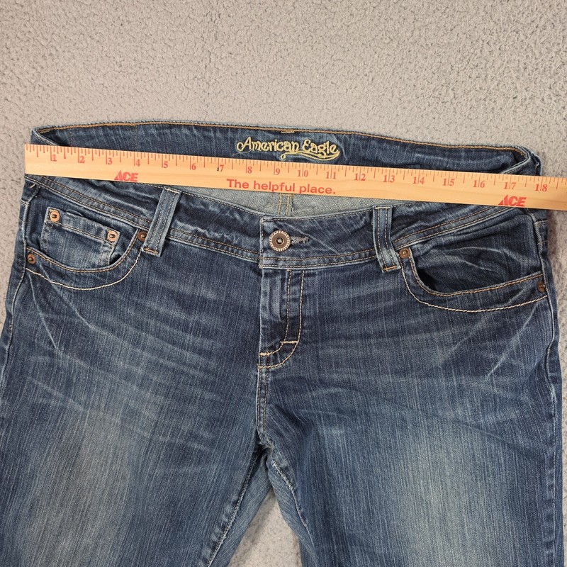 American Eagle AE Artist Flare Jeans Womens 14 LONG Blue 34X33 Low Rise Stretch gallery