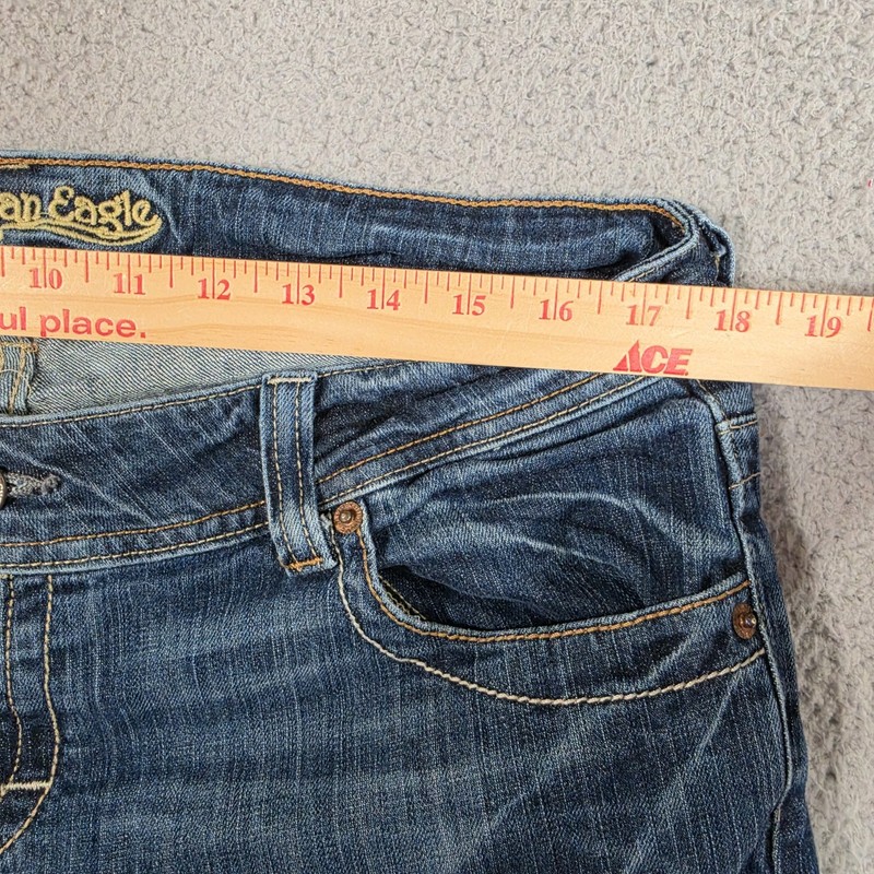 American Eagle AE Artist Flare Jeans Womens 14 LONG Blue 34X33 Low Rise Stretch gallery