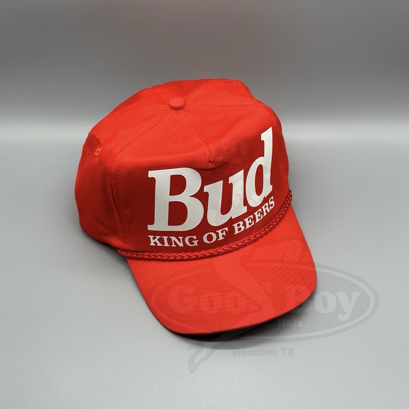 BUD King of Beers Hat Vintage Retro Budweiser Red Trucker Rope Cap 90s Beer gallery