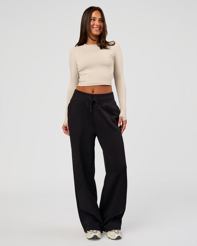 LSKD Go-To Wide Leg Track Pant Pants Classic Black New NWT MSRP $90 Small Comfy