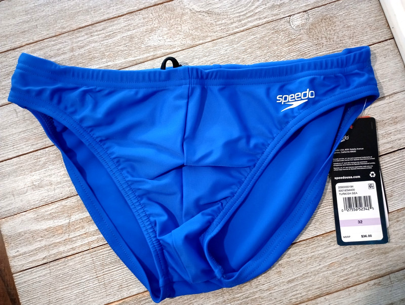 Speedo Men’s PowerFlex Eco Swim Briefs Blue Size 32 NWT