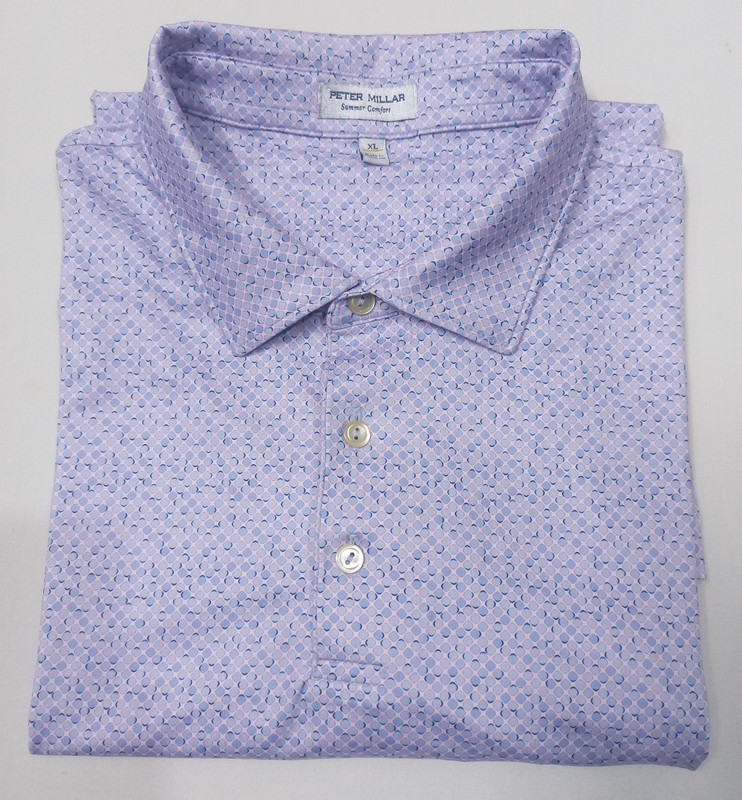 Peter Millar Summer Comfort Polo Shirt XL Lavender Golf Performance Pattern