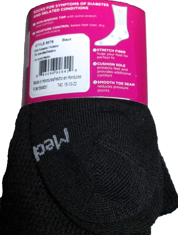 6 Pairs Medipeds Womens Non Binding Cushioned Smooth Toe Diabetic Crew Socks gallery