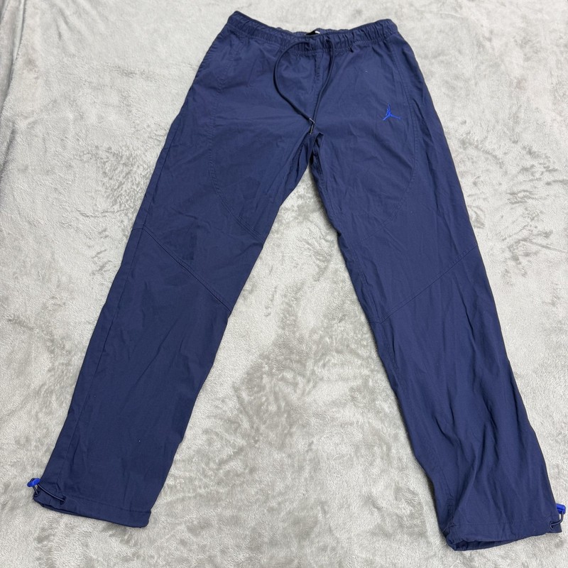 Jordan Pants Mens Medium Blue Woven Athletic Track Jumpman Logo Ankle Zip Snap