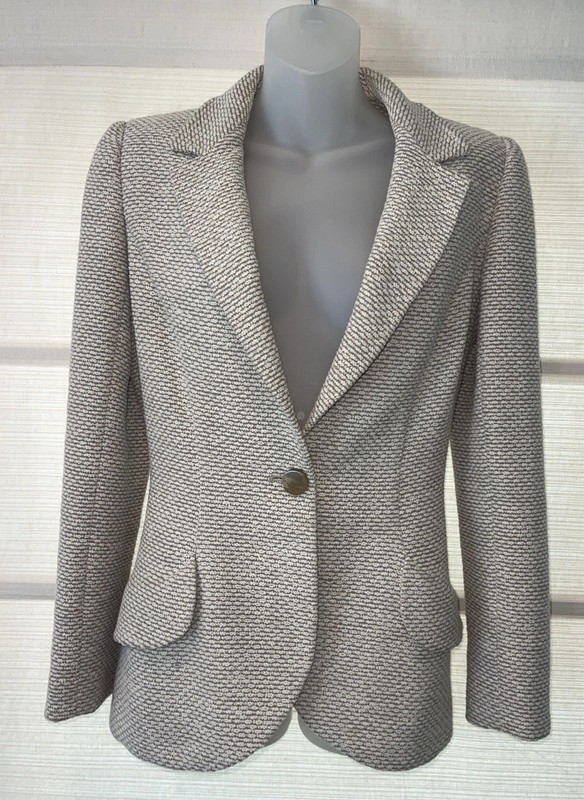 Valentino Boutique Taupe/Ivory Tweed Blazer~Pockets~Lined Sleeves~4/6 EUC