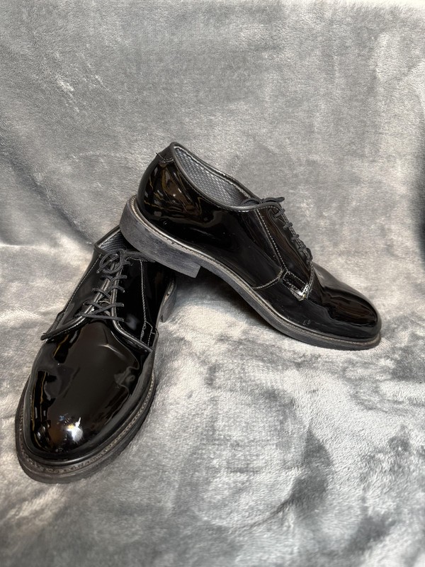 Bates 12-D-1017 Shoes Mens Size 7 Black Patent Dress Derby Vibram Sole Lined