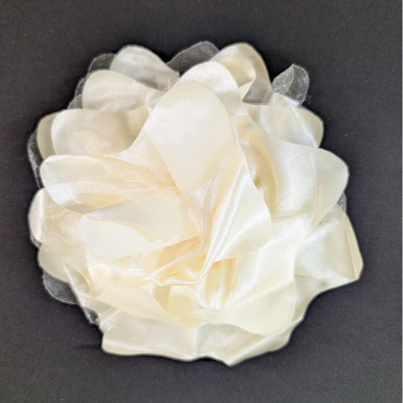 7″ Satin Tulle Ivory Flower Hair Clip Women Wedding Bridal Formal Dance Costume