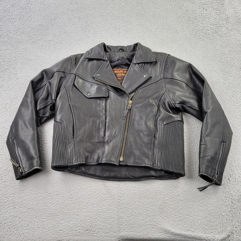 Antelope Creek Leather Motorcycle Jacket Mens XL Full Zip Removable Liner