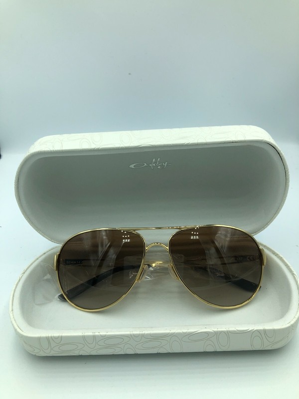 Oakley Aviator Caveat Sunglasses polished gold frame brown lens Womens 4054-07