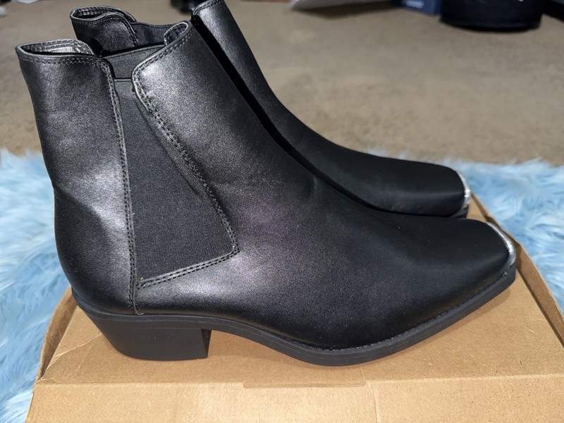 ASOS DESIGN Black Western Chelsea Ankle Boots Wide Fit Square Toe UK 12