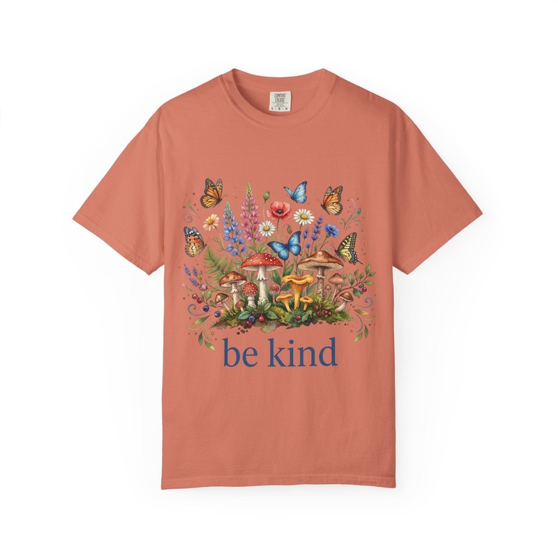 Be Kind T-Shirt Comfort Colors Unisex Adult Premium Tee CottageCore Mushrooms