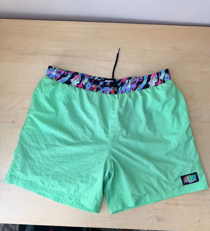 Slunks Shorts Mens Green Neon 80s Lined Volleyball Beach Swimwear Athletic XXXL
