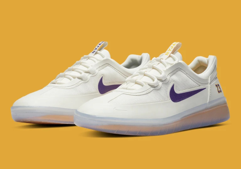 Nike SB Nyjah Free 2 NBA Lakers Summit White Court Purple Mens Size 10