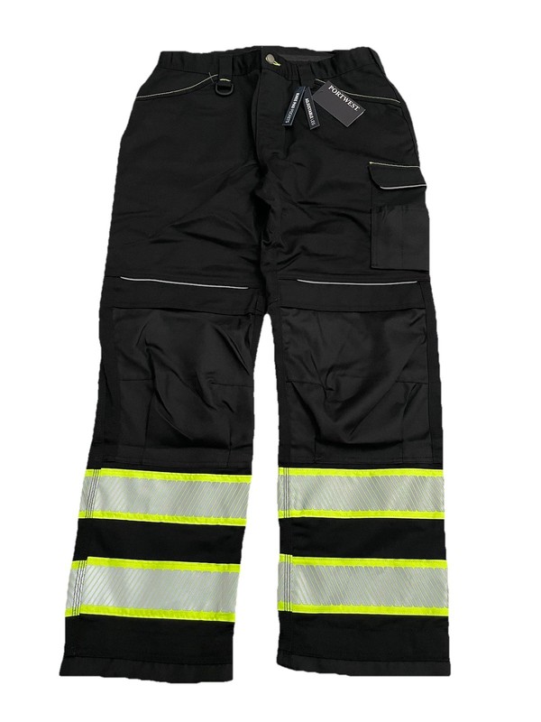 NEW Portwest F142 Iona Plus Work Safety Pants 36×31 Reflective Adjustable