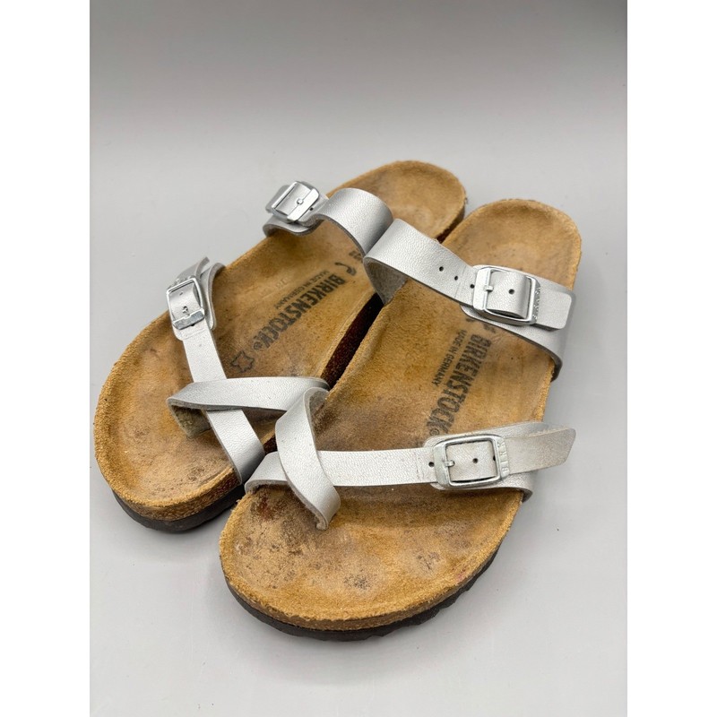 Birkenstock Mayari Silver Metallic Birko-Flor Sandals Womens 38 L7 M5 Germany