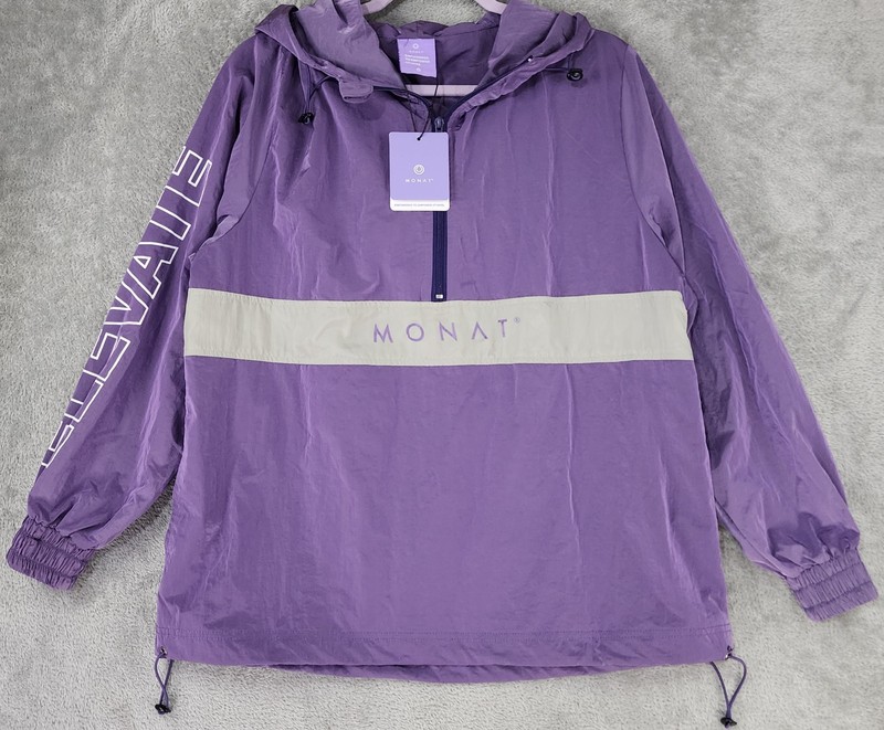 Monat Windbreaker Set Womens Medium Purple 1/2 Zip Pullover Jacket Runner Shorts gallery