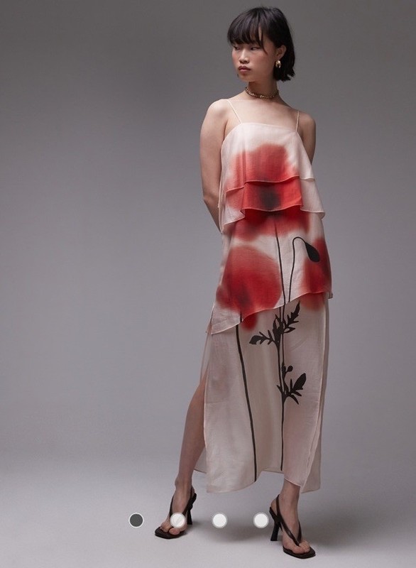 &Other Stories 100% Viscose Chiffon Printed, Fully Lined Dress, Sz 10, New
