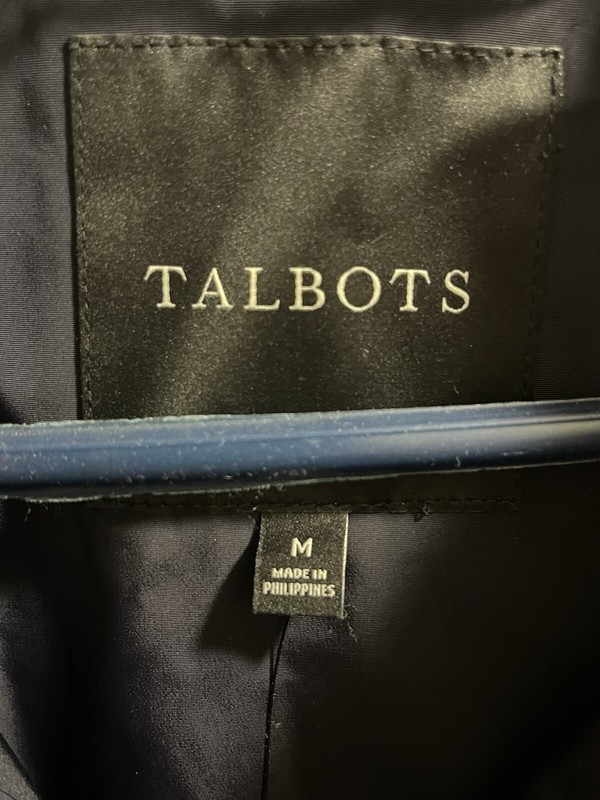 Talbots Woman Navy Blue Hooded Full Zip Snap Front Water Resistant Jacket Size gallery