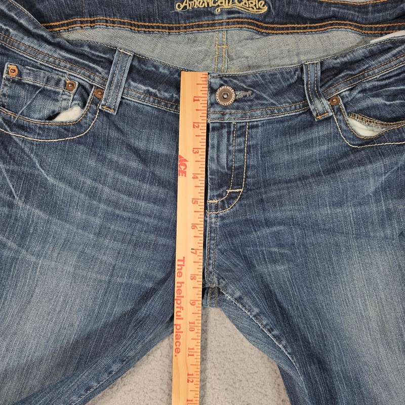 American Eagle AE Artist Flare Jeans Womens 14 LONG Blue 34X33 Low Rise Stretch gallery