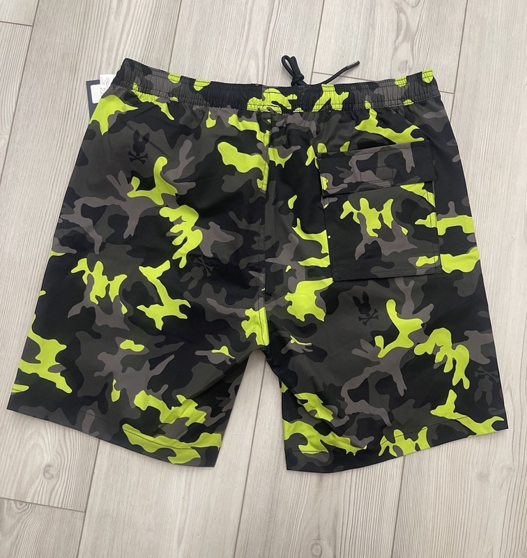 Psycho Bunny Men's Plano Camo Print Long Trunk Black B6W376Z1PO-BLK Size Medium gallery