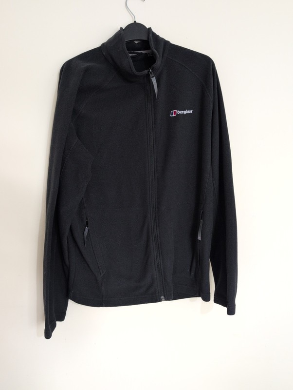 Berghaus black 100% polyester full zip Fleece Jacket. UK men’s size Large