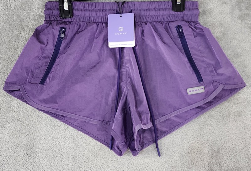 Monat Windbreaker Set Womens Medium Purple 1/2 Zip Pullover Jacket Runner Shorts gallery