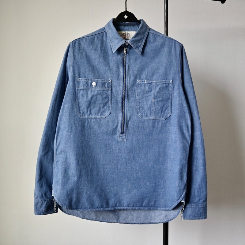 2000s BEAMS Plus x Sunny Sports half-zip denim work shirt, made in Japan, 38 gallery