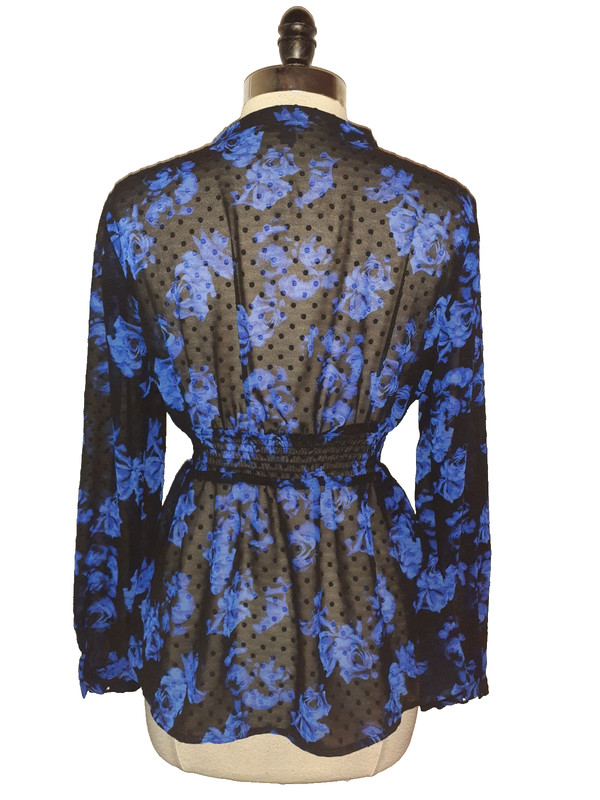 TORRID Plus Size 0 0X Shirt Top Black Blue Floral Long Sleeve gallery