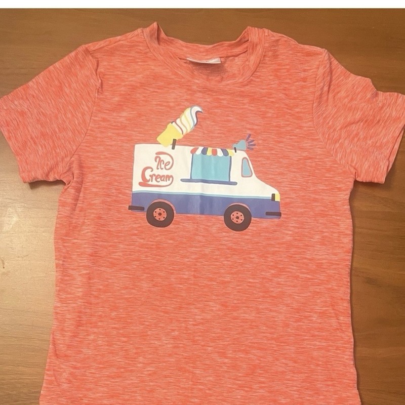 Hanna Andersson Boys Size 5 Orange Ice Cream Truck Graphic Crew Neck T-Shirt