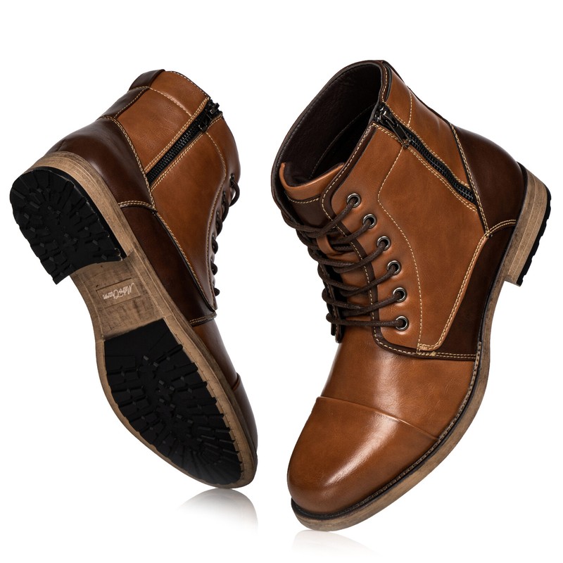 Tan / Brown Men’s Lace Up Cap Toe Fashion Casual Dress Boot