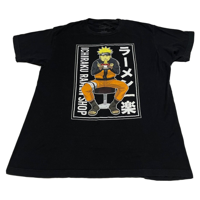 Naruto Anime T-Shirt Men’s Large Art Hipster Hip Hop Cartoon Martial Arts Black