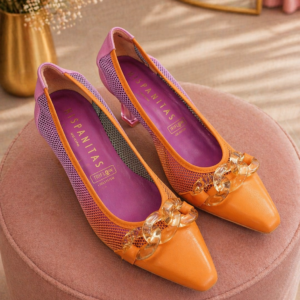 HISPANITAS TACONES NARANJA & LAVANDA - TALLA 37