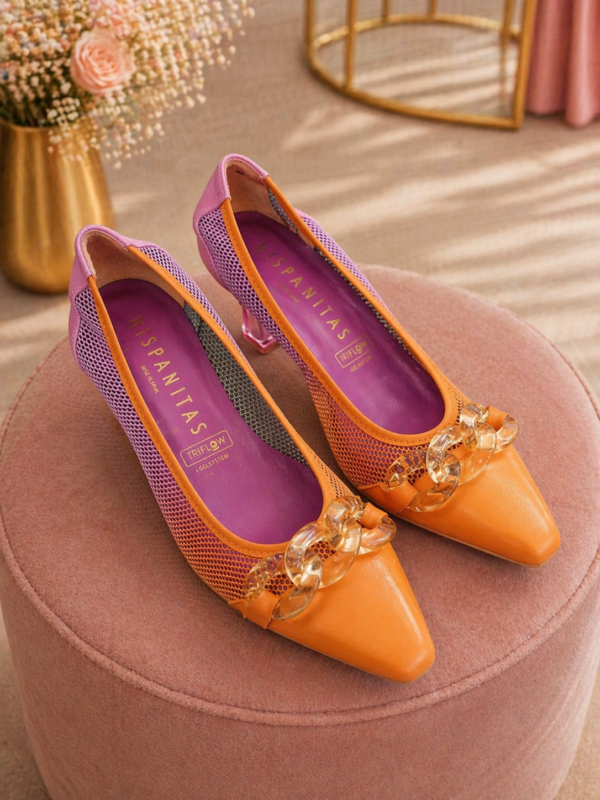 HISPANITAS TACONES NARANJA & LAVANDA - TALLA 37