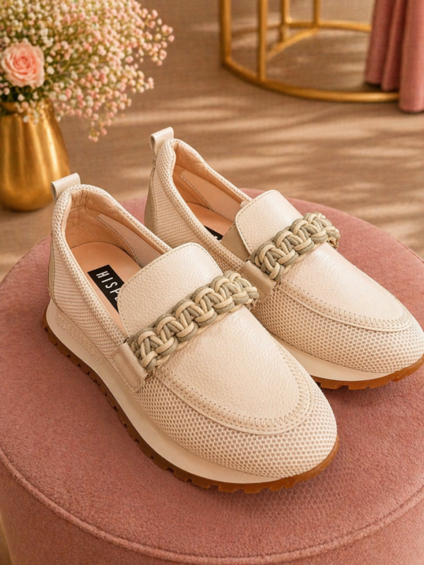 HISPANITAS MOCASINES CREMA ALTOS - TALLA 37